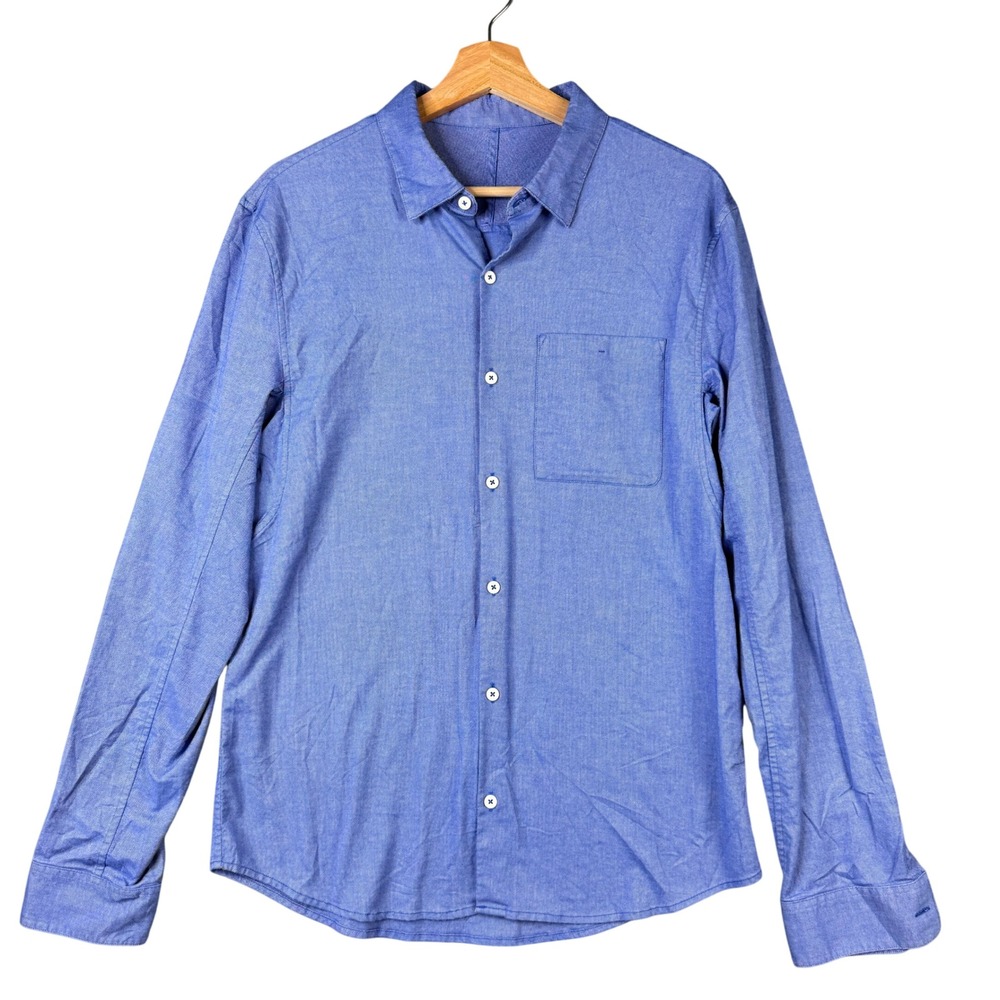 Lululemon Commission Long Sleeve Shirt Blue Chambray Button Up Technical Stretch